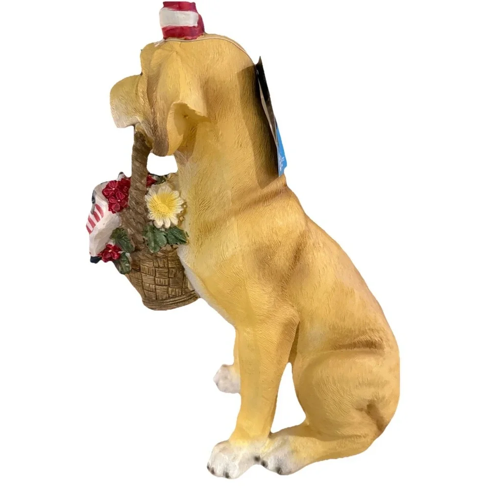 Americana Patriotic 4th Of July Patriotic Puppy Dog Flag Bow Holding Basket 16